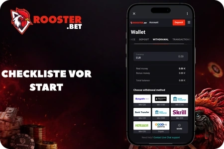 Checkliste vor Start im RoosterBett prüfen